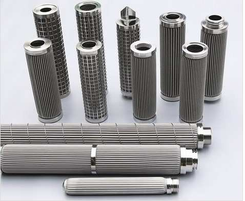 Wire mesh filter element — woven metal mesh, formed and welded